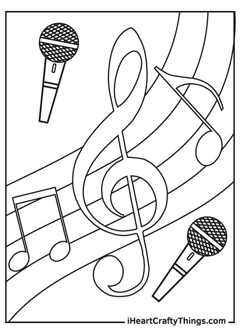 Music coloring page with intricate details and shapes