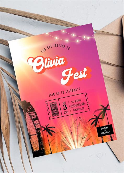 Music festival birthday invitation