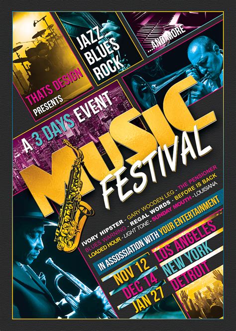 Music Festival Flyer Template Design Experimental Typography