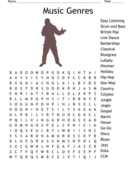 Music genres word search