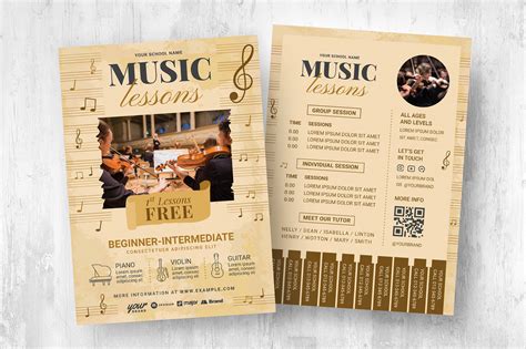 Music Lessons Flyer Template with Schedule