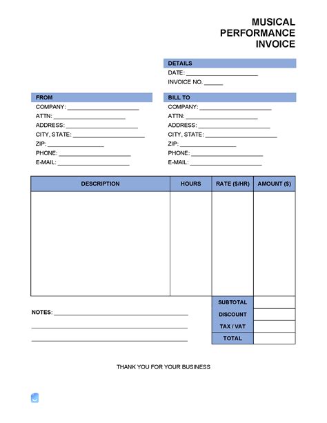 Music licensing invoice template