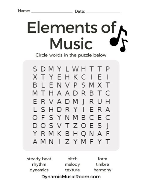 Music Lover's Word Search Printable