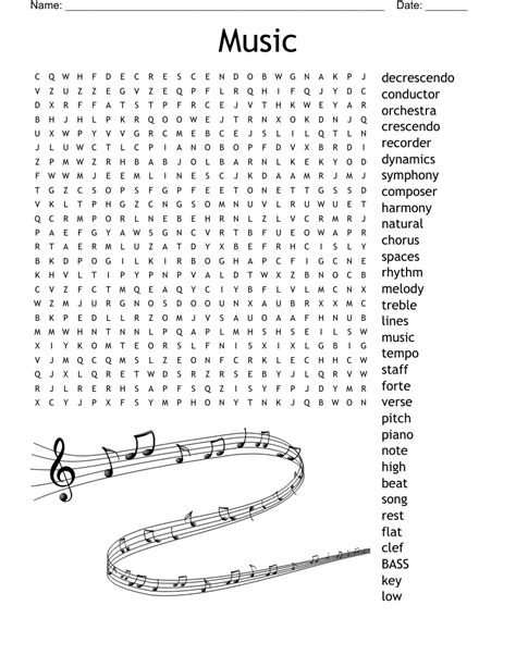 Music Melodies Large Print Word Search