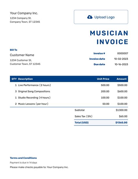 Musician Invoice Template 1