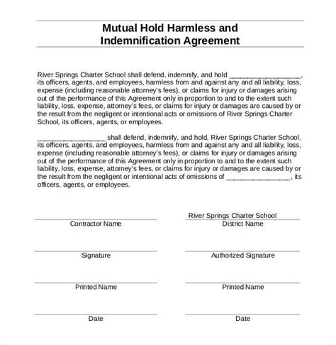 Mutual Hold Harmless Agreement Template