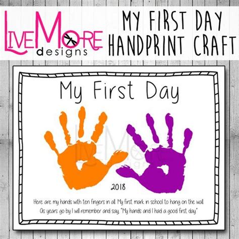 Handprint template for a boy's first day of school