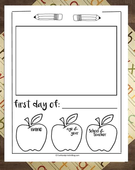 Handprint template for a child's first day of preschool