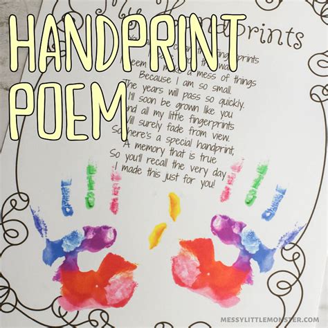 My Handprints Poem Printable