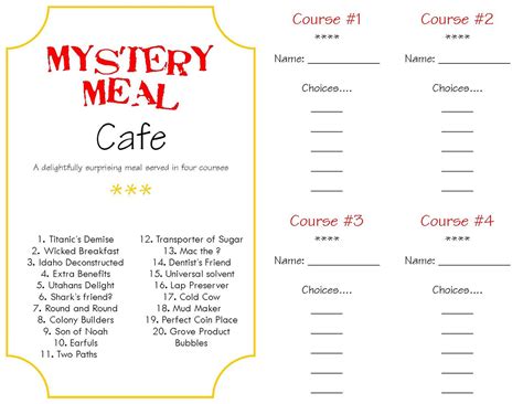 Mystery dinner menu ideas for medieval