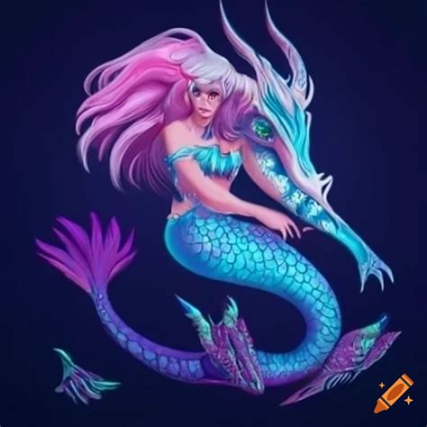 Dragon Mermaid Hybrid Coloring Page