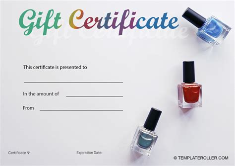 Nail Gift Certificate Template