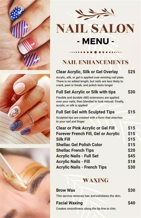 Nail menu template