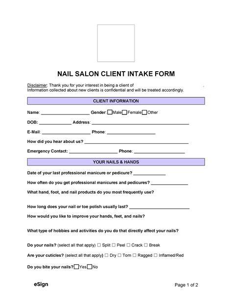 Nail Salon Client Intake Form