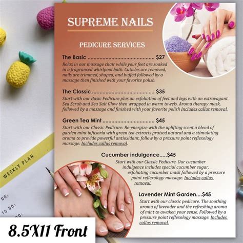 Nail Salon Menu Template Designs