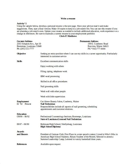 Nail Technician Resume Template Example 6