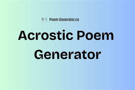 Name Acrostic Poem Generator