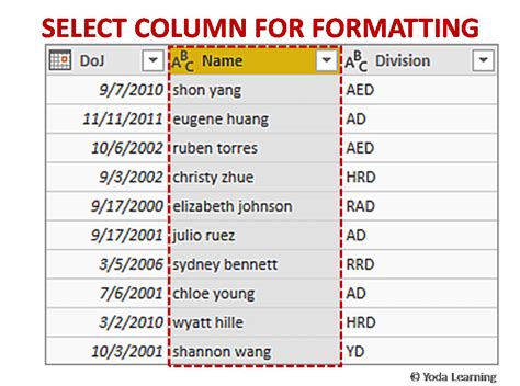 Using a Name Column for Conditional Formatting