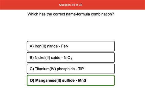 Name-Formula Combinations