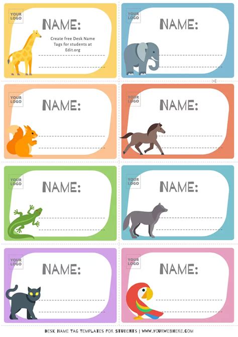 Printable student name tags for desks in the classroom