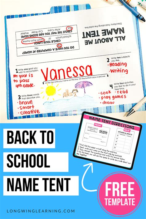 Name Tent Templates for School