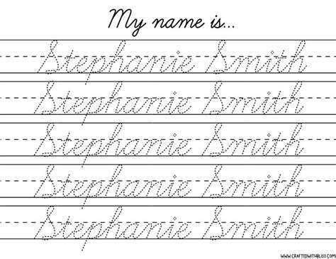 Name Tracing Printables for Cursive Writing