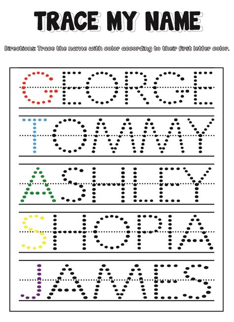 Name Tracing Printables for Handwriting Practice