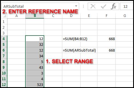 Named Range Cell Reference Example