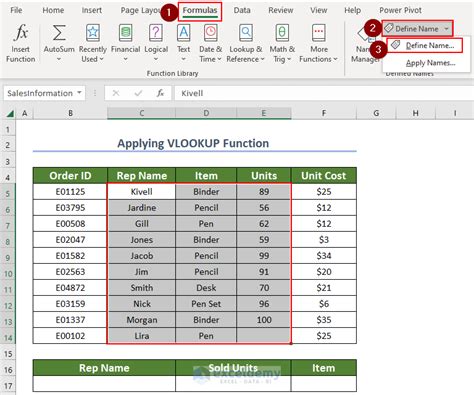 Named ranges with VLOOKUP example