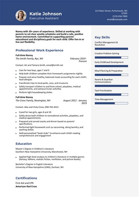 Nanny Resume Template Builder