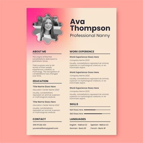 Nanny Resume Template Design