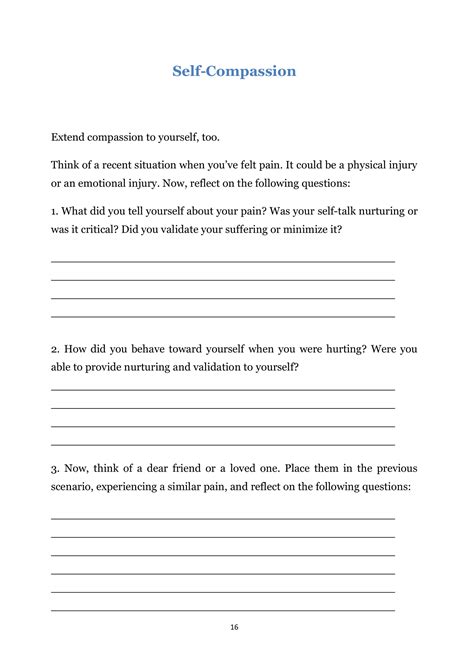 Narrative Therapy Worksheets for Self-Compassion