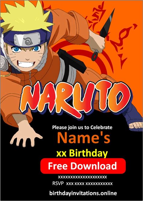 Naruto Birthday Card Template 1