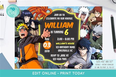 Naruto Birthday Card Template 4