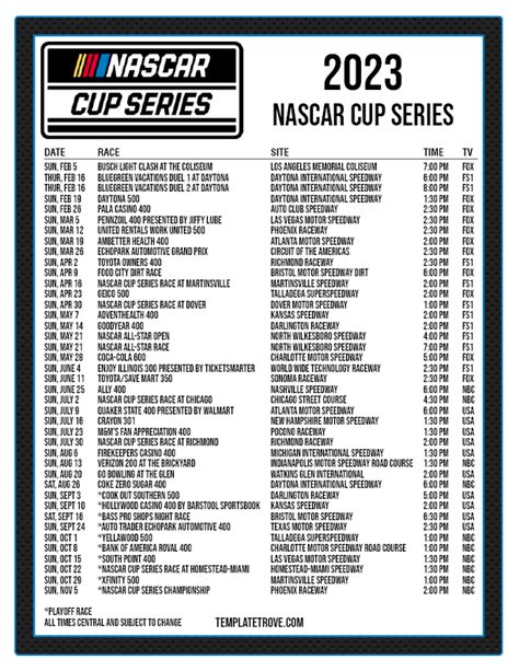 2023 NASCAR Schedule