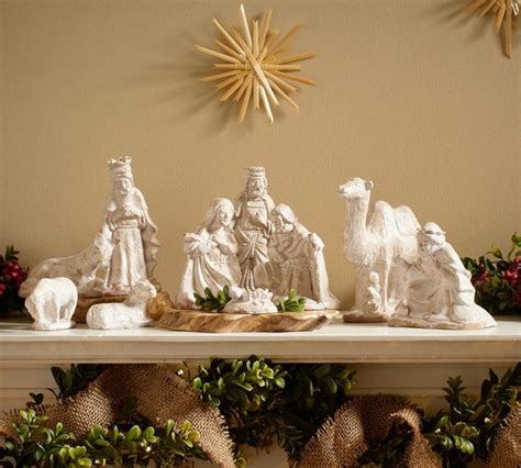 Hand-painted ceramic 3D nativity scene with intricate details