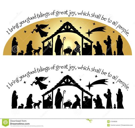 Nativity Scene Silhouette Template for Kids