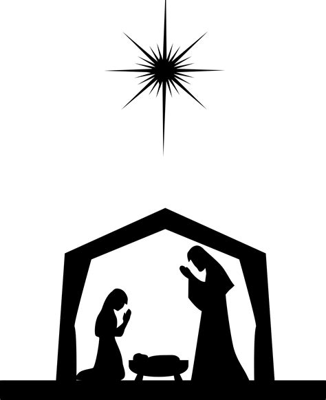 Nativity Scene Silhouette Template with Background