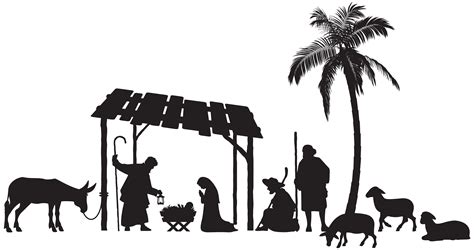 Nativity Scene Silhouette with Animals