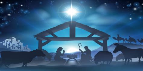 Nativity Scene Silhouette with Stable