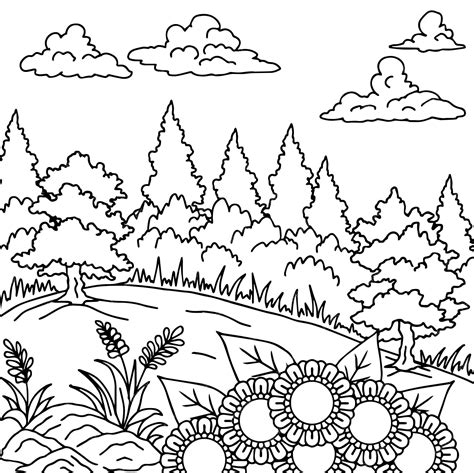 Nature coloring pages for adults and kids