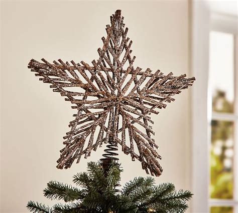 A collection of nature-inspired Christmas tree star toppers featuring elements of nature