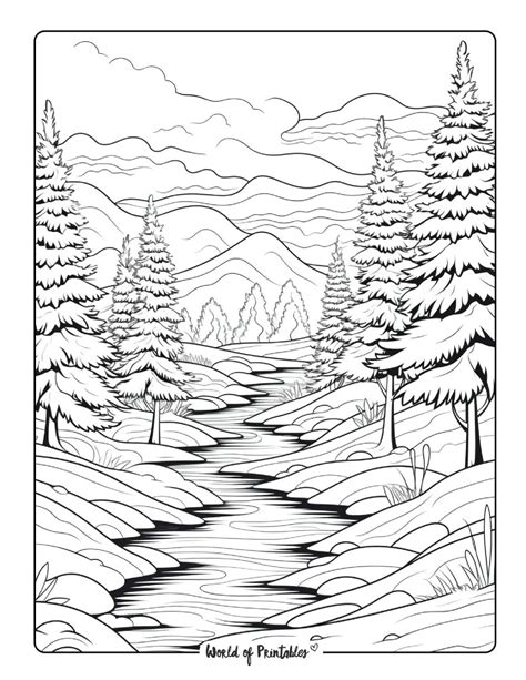 Nature landscape coloring page