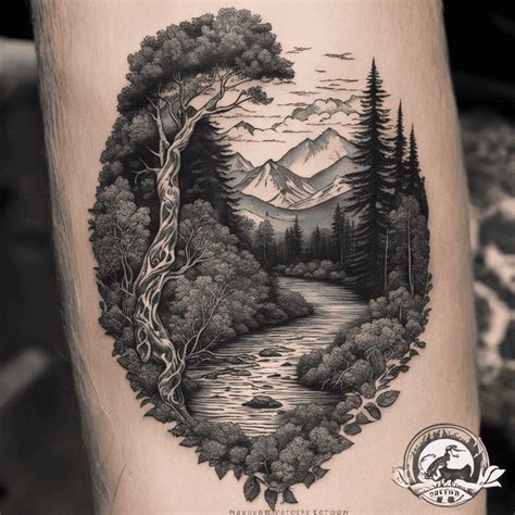 Nature scene tattoo sleeve