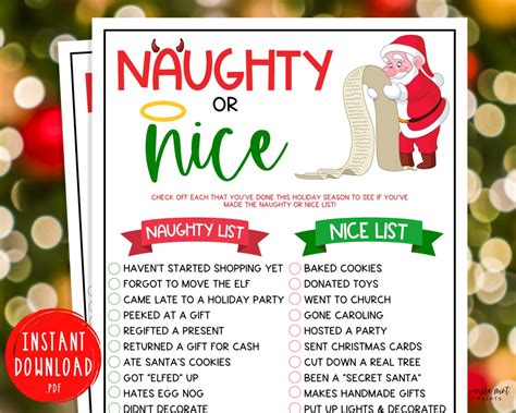 Naughty Nice List Ideas for Kids