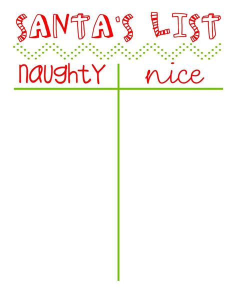 Naughty Nice List Printable Templates