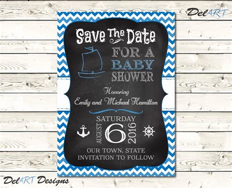 Nautical Nursery Baby Shower Save the Date