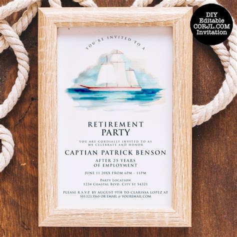 Nautical-themed Retirement Invitation