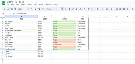 Navigating in Google Sheets