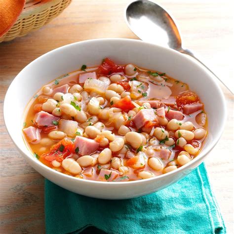 Various toppings for navy bean soup